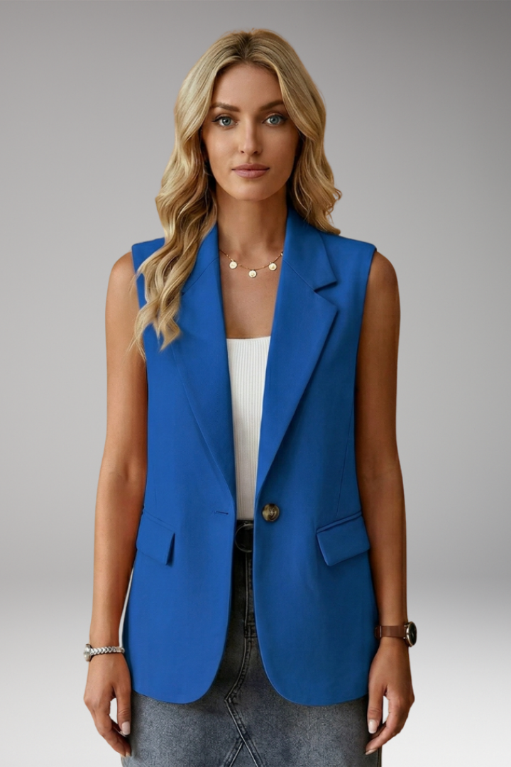 Women’s Sleeveless Blazer with Notch Collar and Pockets - Nora & Rose Maine, view 13