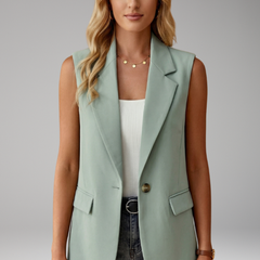Women’s Sleeveless Blazer with Notch Collar and Pockets - Nora & Rose Maine, view 2
