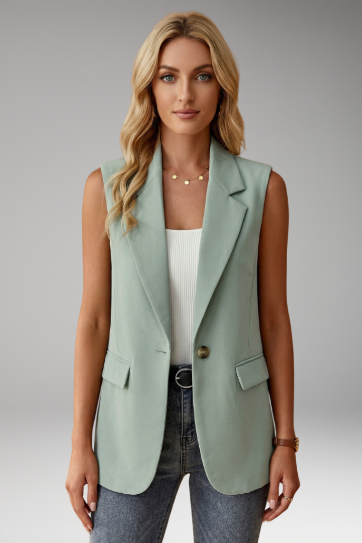 Women’s Sleeveless Blazer with Notch Collar and Pockets - Nora & Rose Maine, view 2