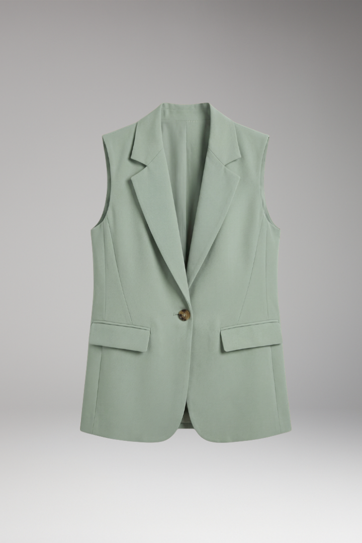 Women’s Sleeveless Blazer with Notch Collar and Pockets - Nora & Rose Maine