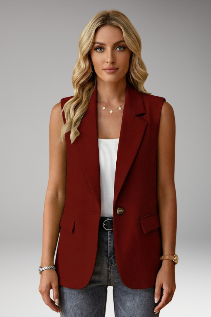 Women’s Sleeveless Blazer with Notch Collar and Pockets - Nora & Rose Maine, view 6