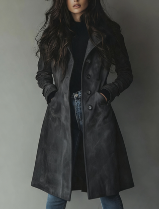 Daniella Vintage Button Front Longline Coat - Nora & Rose Maine, view 3