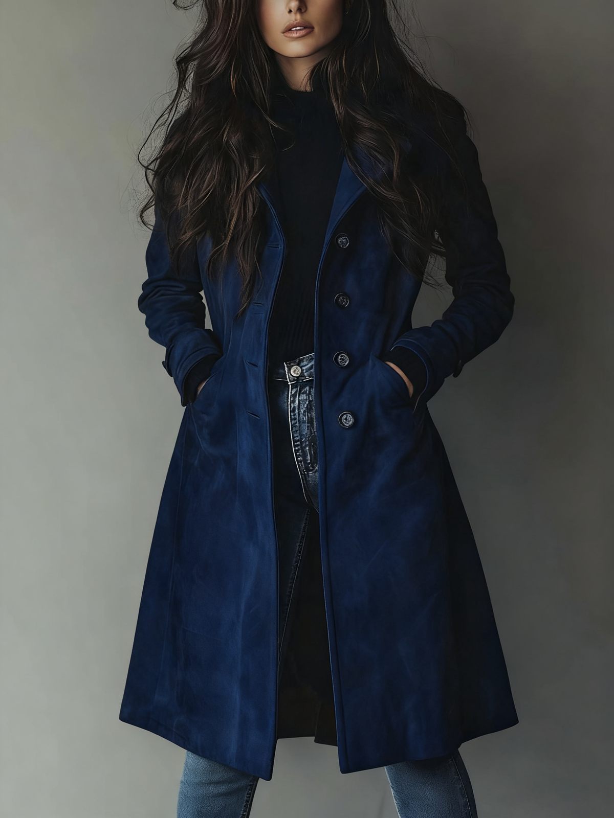 Daniella Vintage Button Front Longline Coat - Nora & Rose Maine, view 2