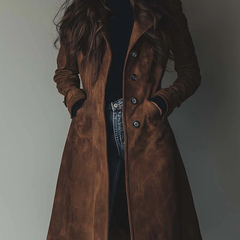 Daniella Vintage Button Front Longline Coat - Nora & Rose Maine