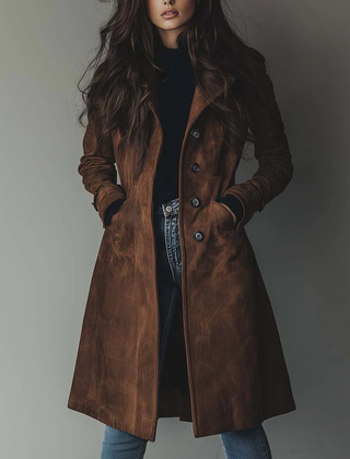 Daniella Vintage Button Front Longline Coat - Nora & Rose Maine