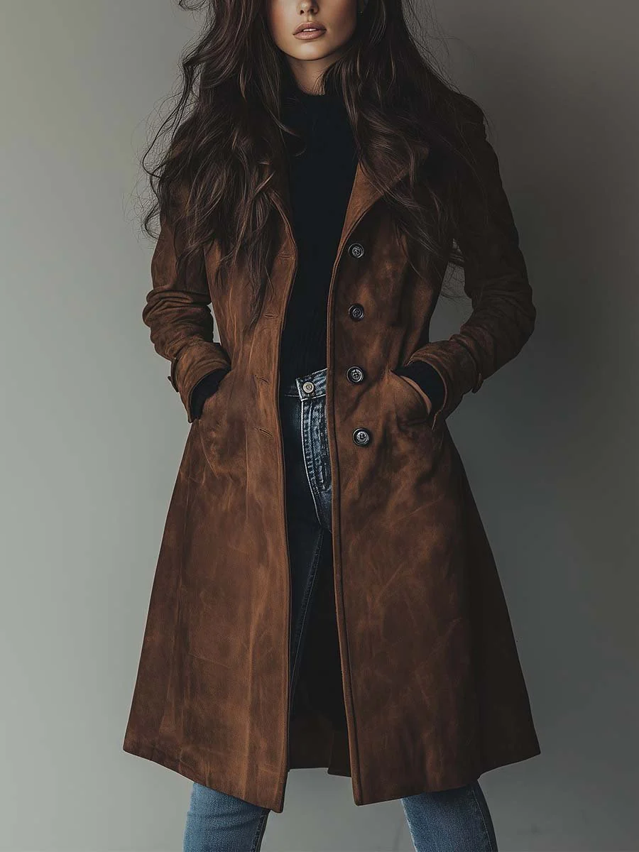 Daniella Vintage Button Front Longline Coat - Nora & Rose Maine