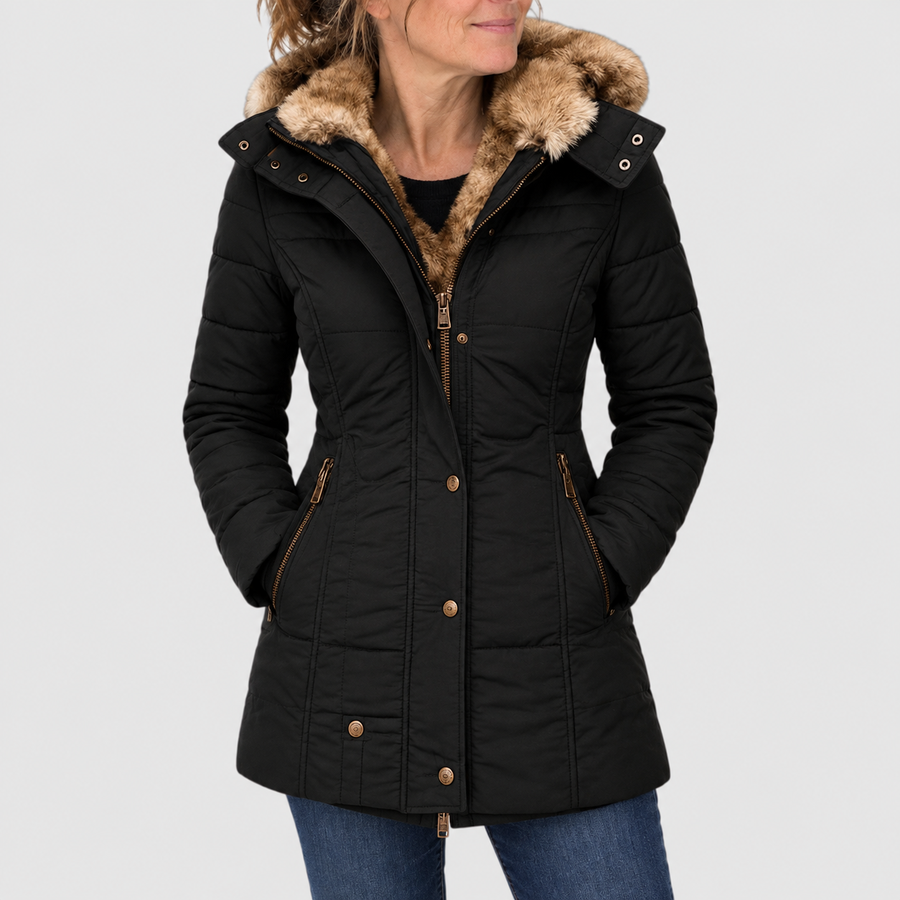 Bochra | Quilted Parka with Faux Fur Hood