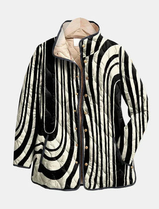 Soraya Casual Quilted Jacket with Abstract Geometric Design - Nora & Rose Maine