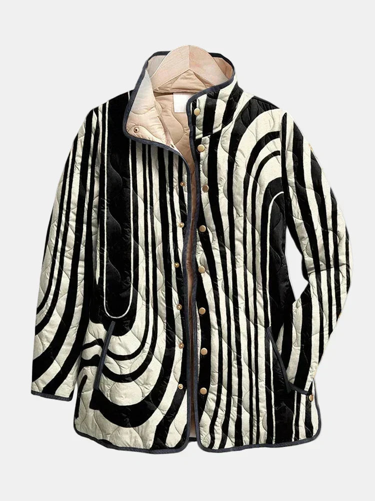 Soraya Casual Quilted Jacket with Abstract Geometric Design - Nora & Rose Maine