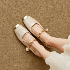 Adele Vintage Braided Pearl Strap Shoes