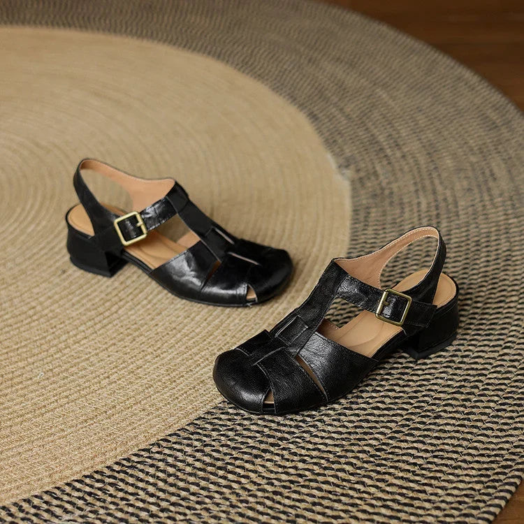 Amaya | Block Heel Leather Sandals