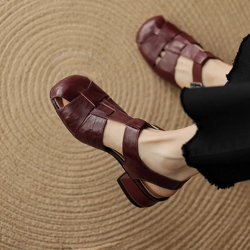 Amaya | Block Heel Leather Sandals