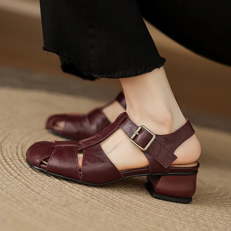 Amaya | Block Heel Leather Sandals