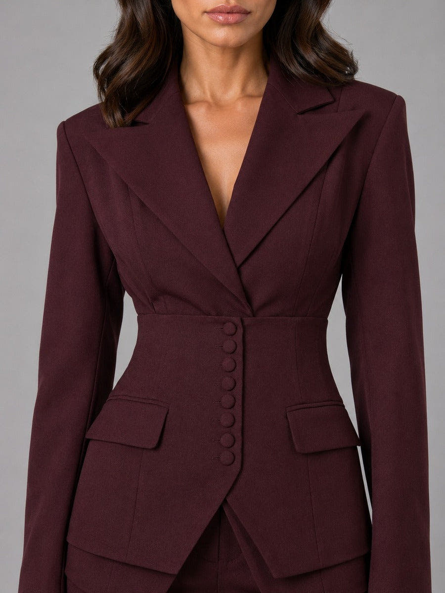 Anselma | Waist-Defining Blazer & Palazzo Trousers Set