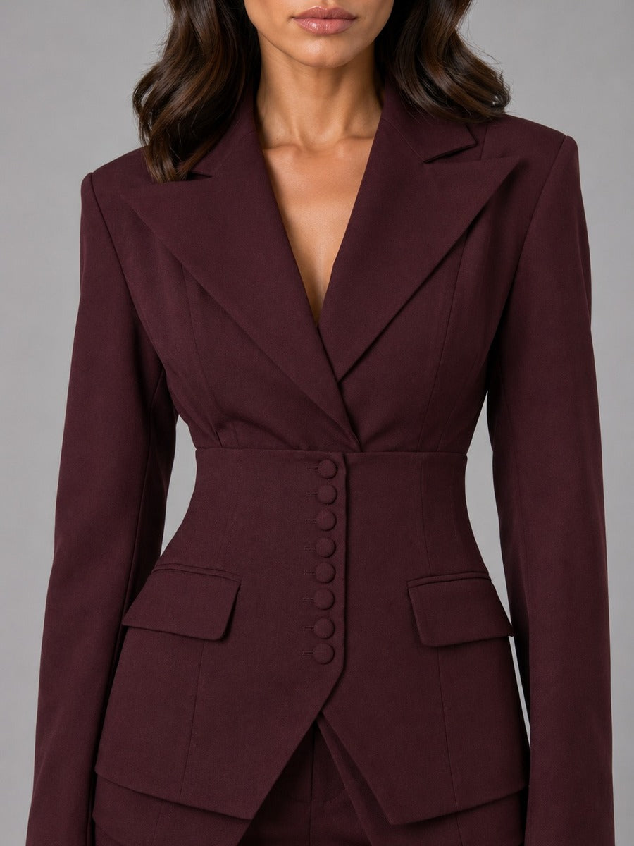 Anselma | Waist-Defining Blazer & Palazzo Trousers Set