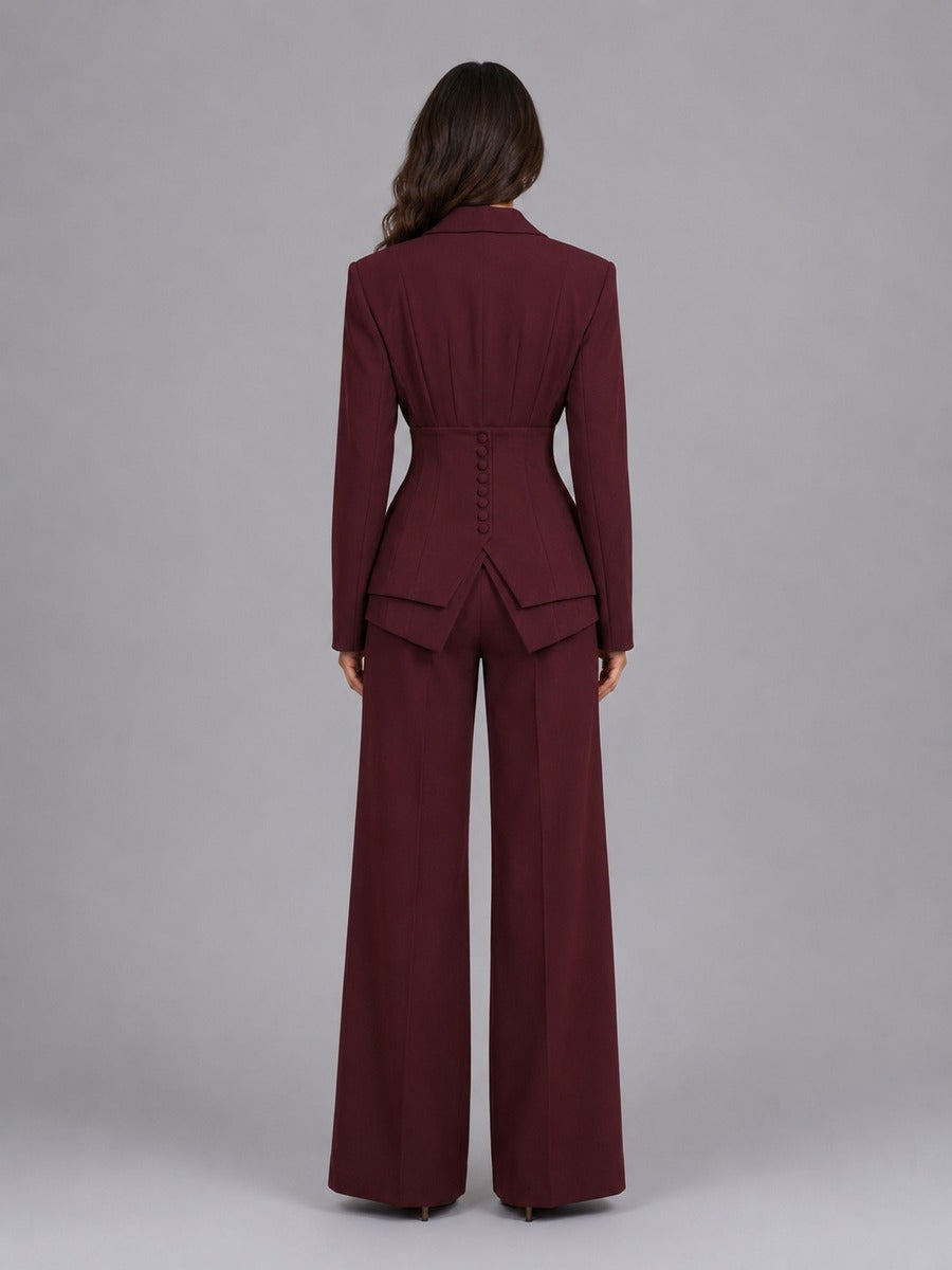 Anselma | Waist-Defining Blazer & Palazzo Trousers Set