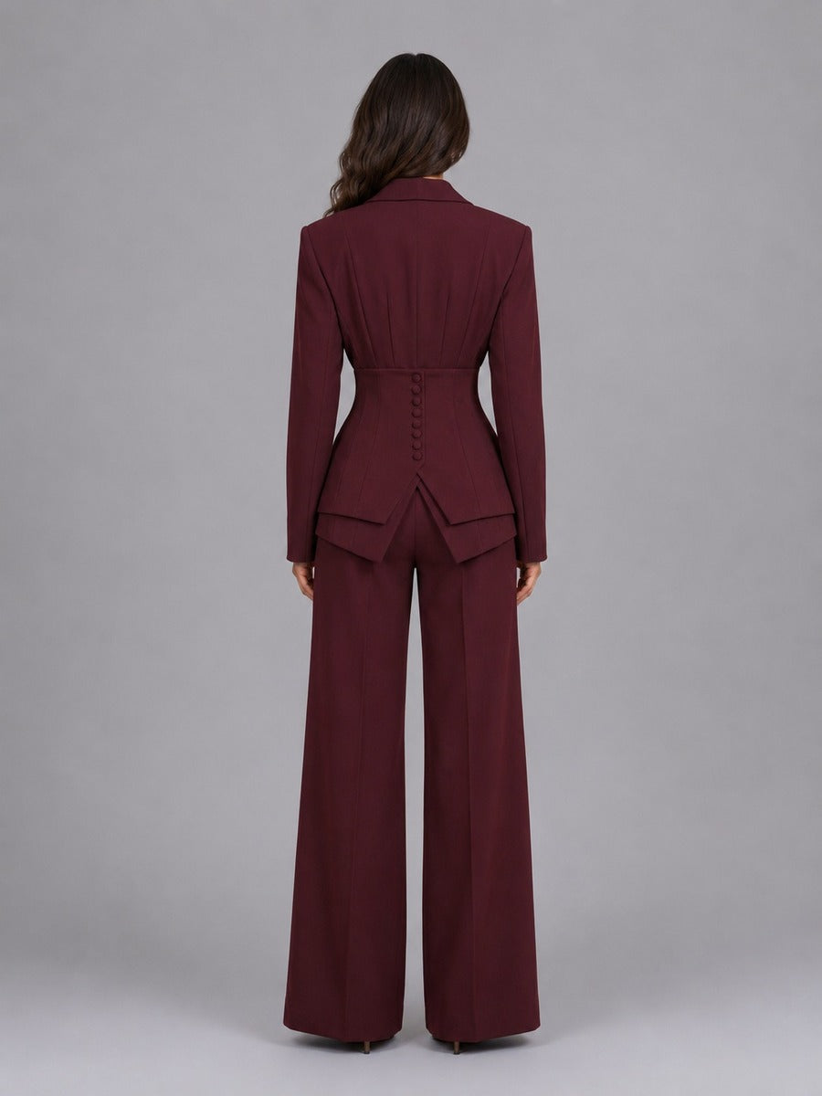 Anselma | Waist-Defining Blazer & Palazzo Trousers Set