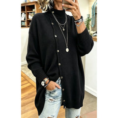 Sharon Longline Buttoned Turtleneck Cardigan - Nora & Rose Maine, view 5