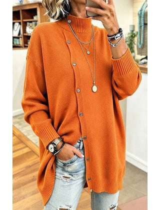 Sharon Longline Buttoned Turtleneck Cardigan - Nora & Rose Maine