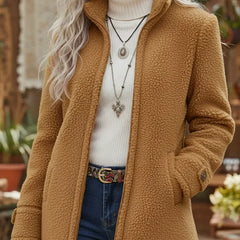 Carissa - Full-Zip Lambswool-Feel Stand Collar Jacket - Nora & Rose Maine, view 3