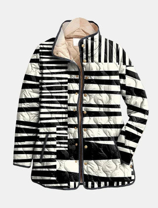 Miren Black and White Abstract Quilted Jacket - Nora & Rose Maine