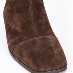 Beth block heel boots - suede toe detail