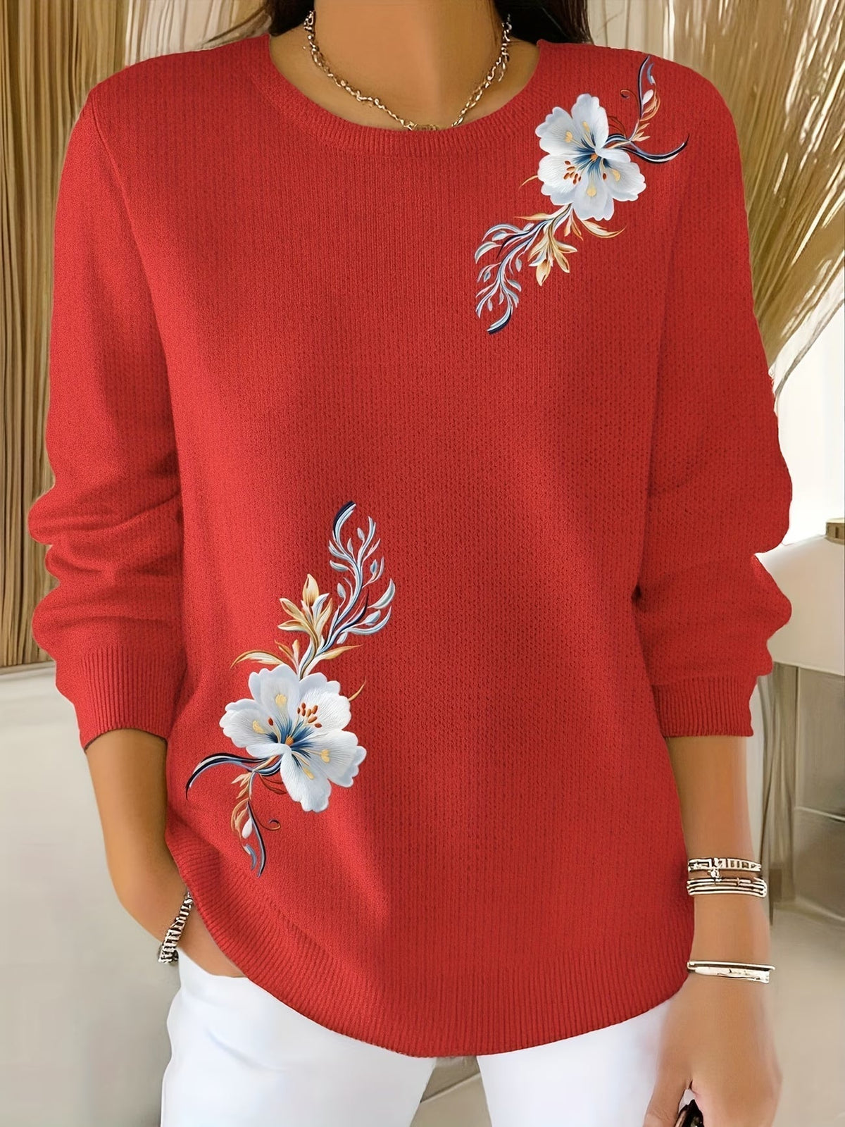 Meyla Floral Long Sleeve Sweater - Nora & Rose Maine, view 4