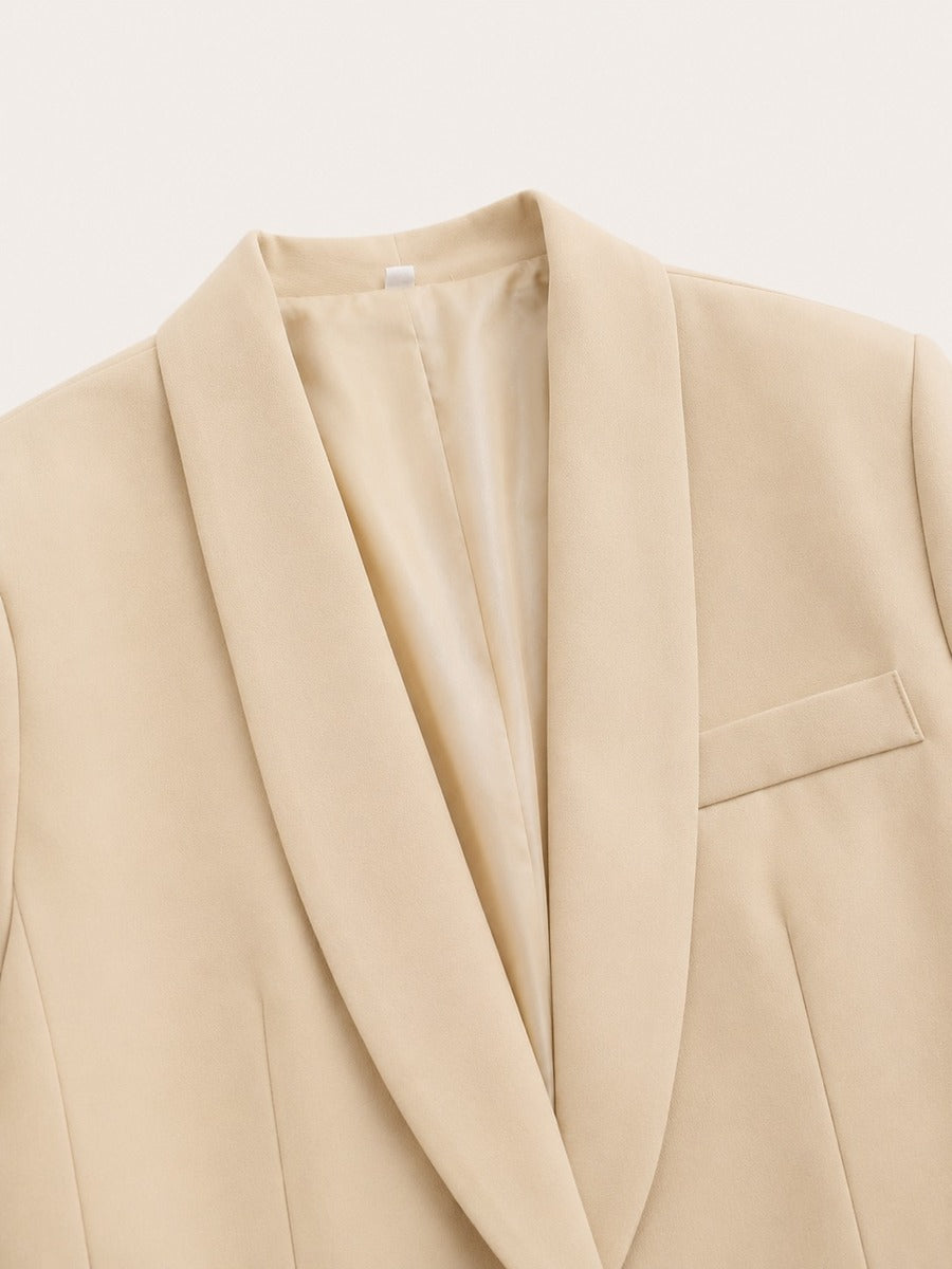 Genziana | Shawl-Collar Belted Blazer & Wide-Leg Trousers Set