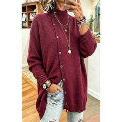 Sharon Longline Buttoned Turtleneck Cardigan - Nora & Rose Maine, view 2