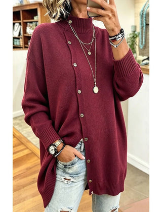 Sharon Longline Buttoned Turtleneck Cardigan - Nora & Rose Maine, view 2