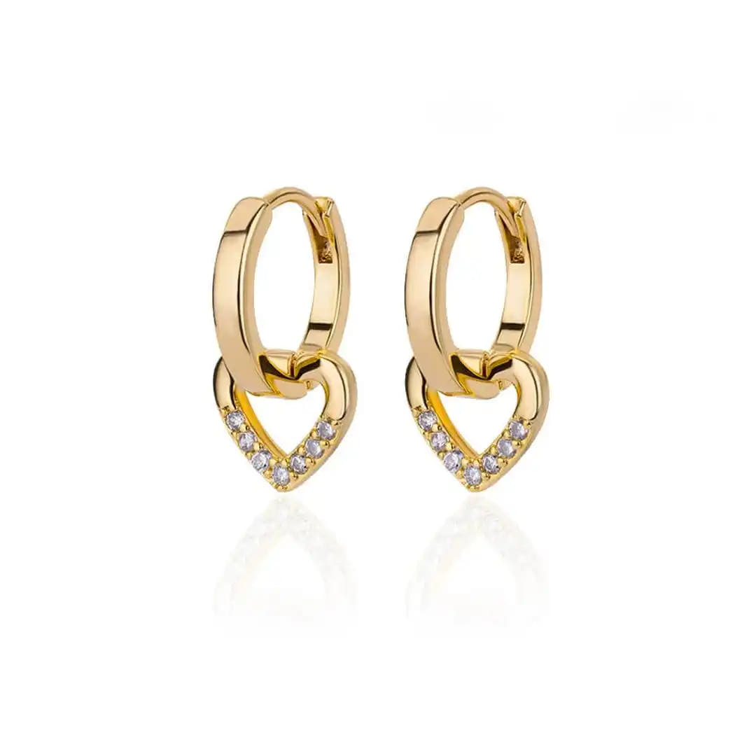 Hollow Zirconia Heart Earrings