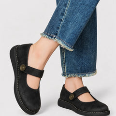 Imara Mary Jane Comfort Shoes - Black suede, worn