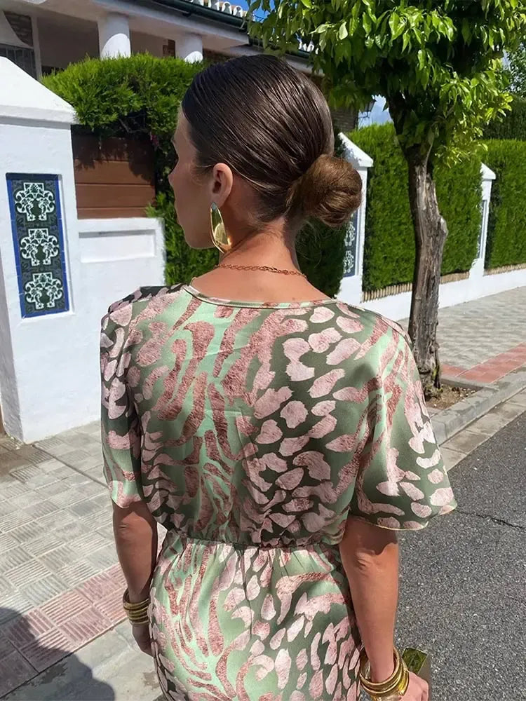Higinia | Midi Dress Printed in Copper Tones