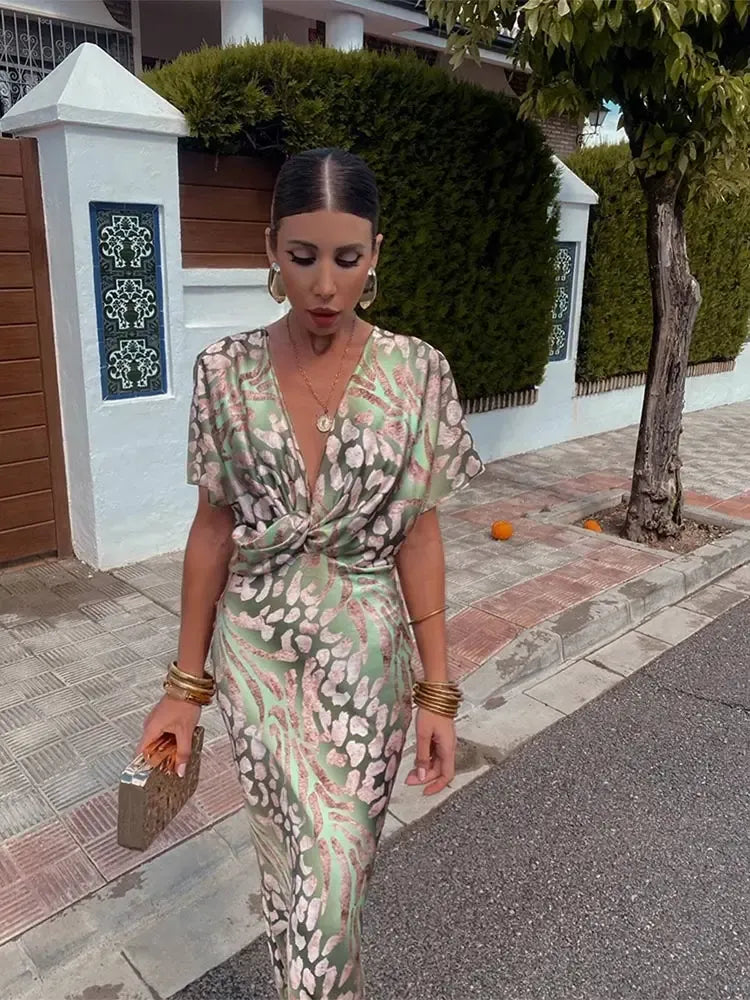 Higinia | Midi Dress Printed in Copper Tones
