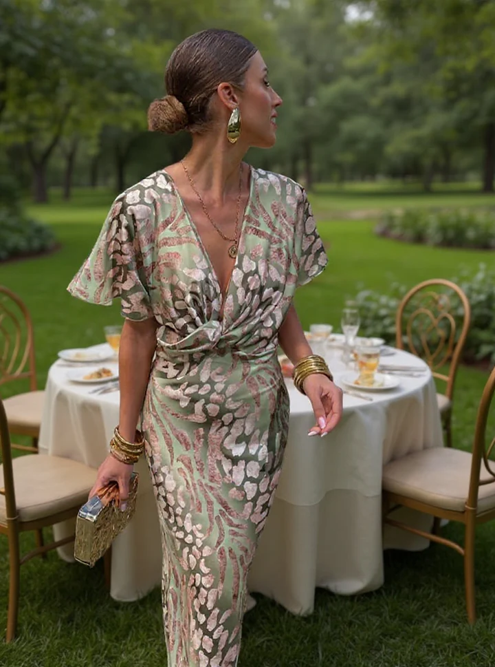 Higinia | Midi Dress Printed in Copper Tones