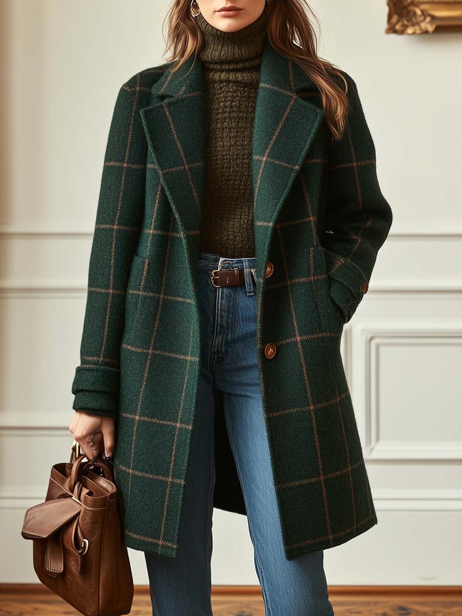 Jennifer Knit Check Coat - Nora & Rose Maine