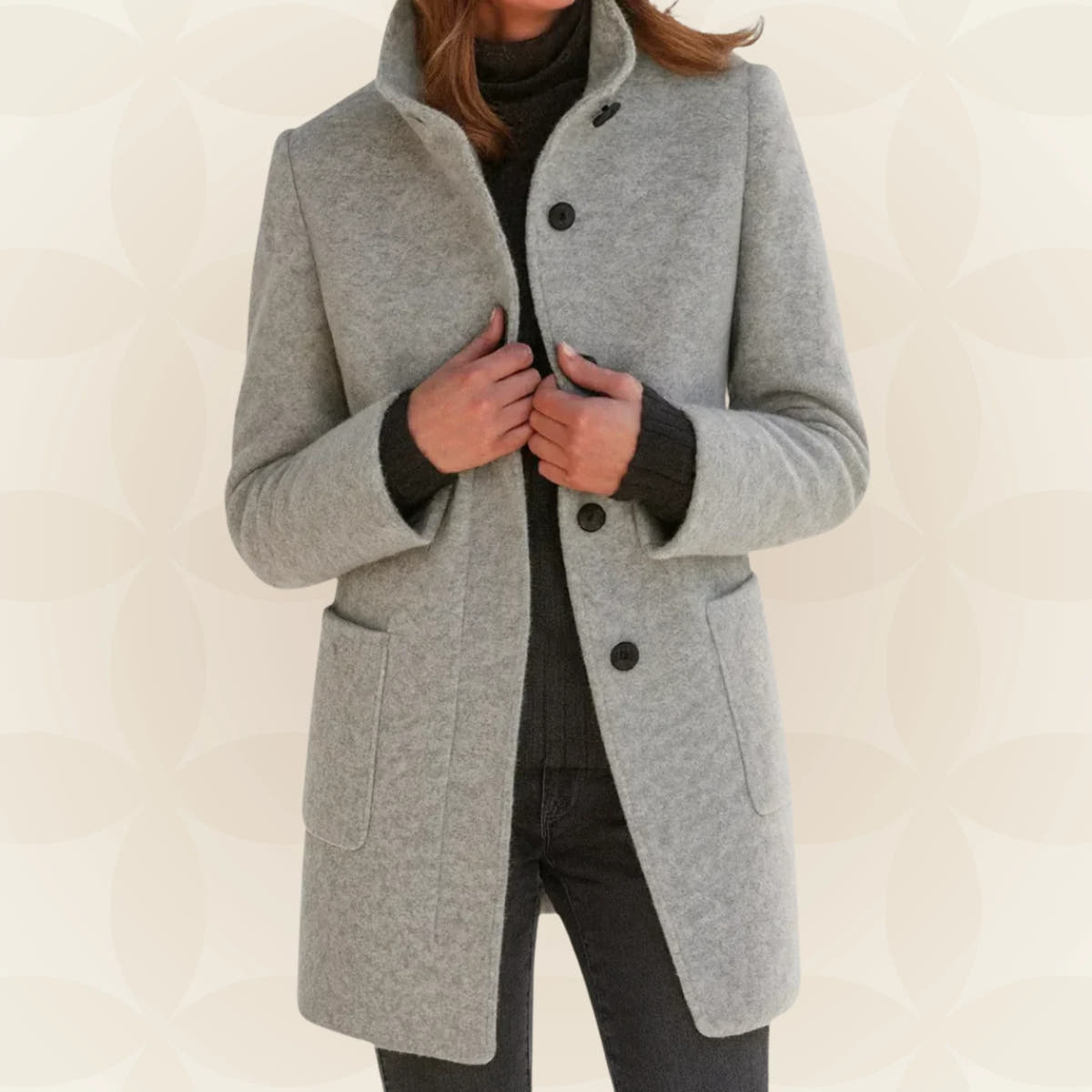 Loraviennea | Stand-Collar Wool-Look Coat