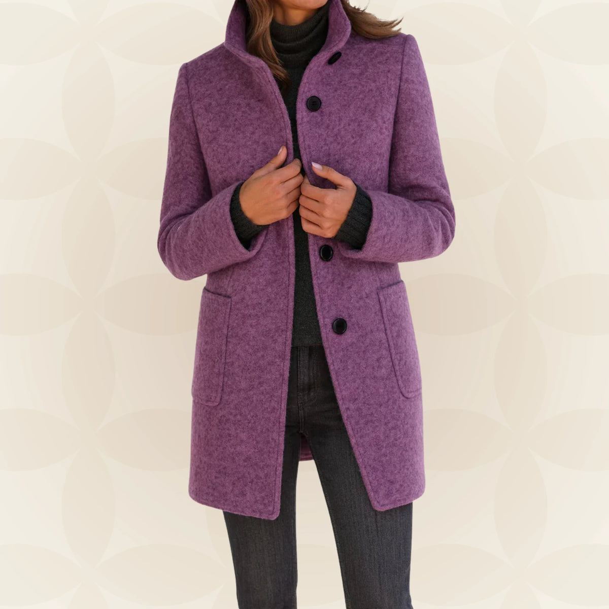 Loraviennea | Stand-Collar Wool-Look Coat