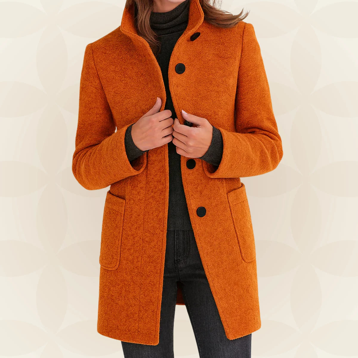Loraviennea | Stand-Collar Wool-Look Coat