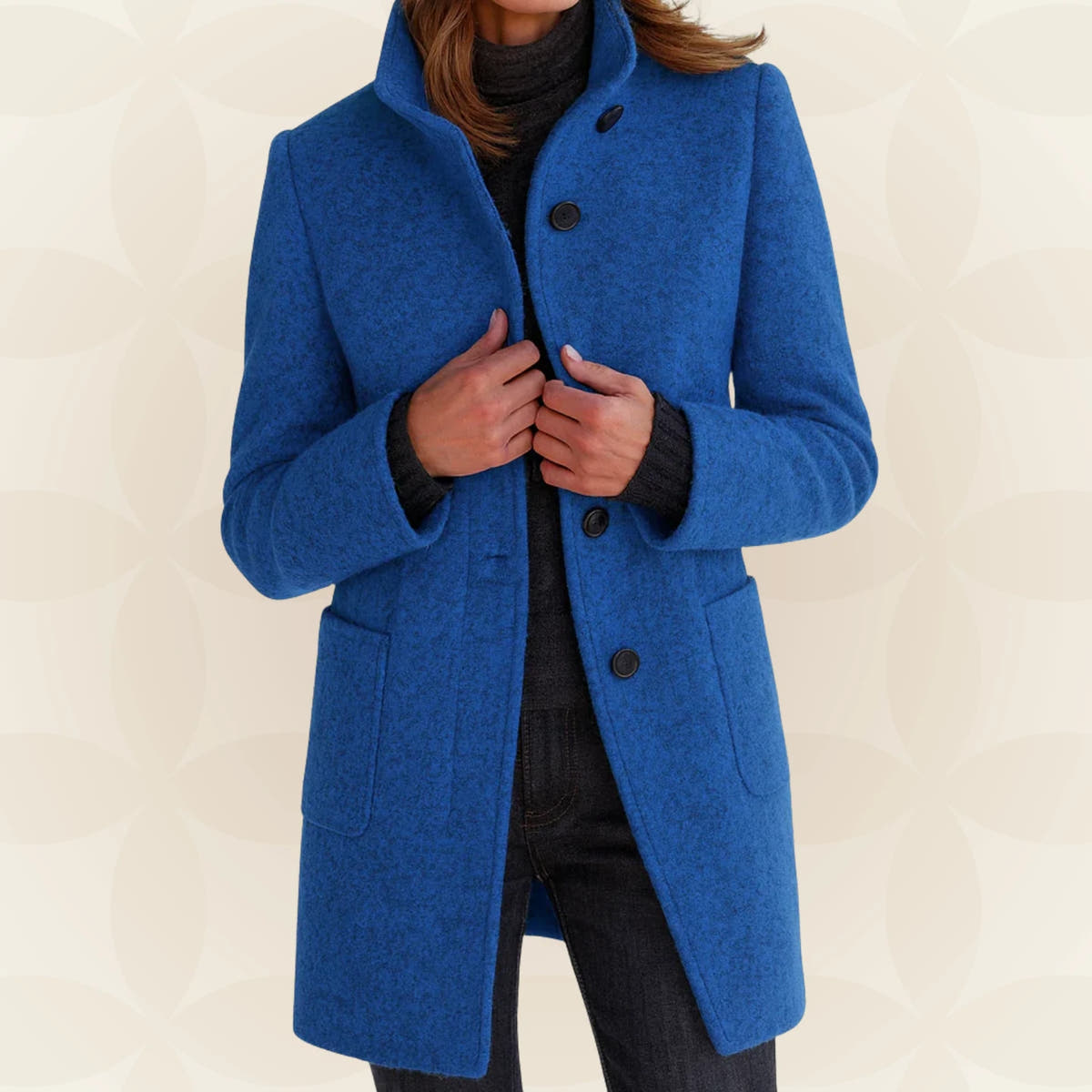 Loraviennea | Stand-Collar Wool-Look Coat