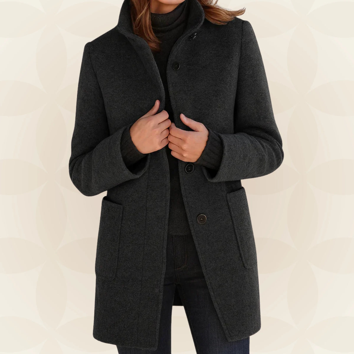 Loraviennea | Stand-Collar Wool-Look Coat