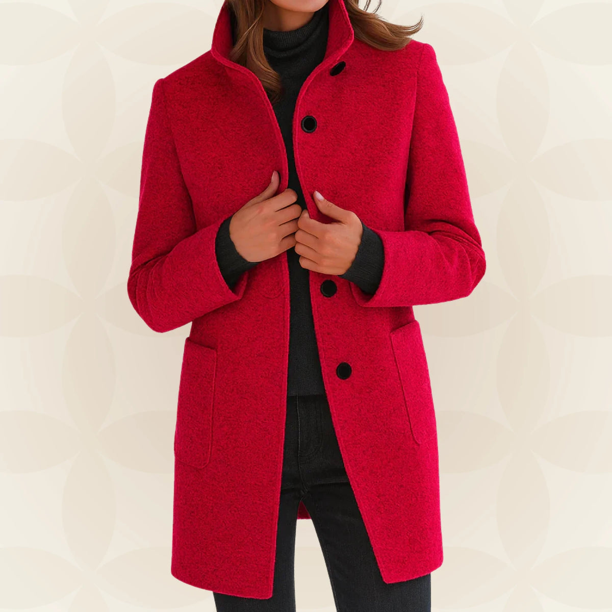 Loraviennea | Stand-Collar Wool-Look Coat