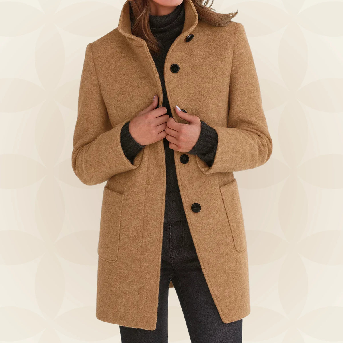 Loraviennea | Stand-Collar Wool-Look Coat