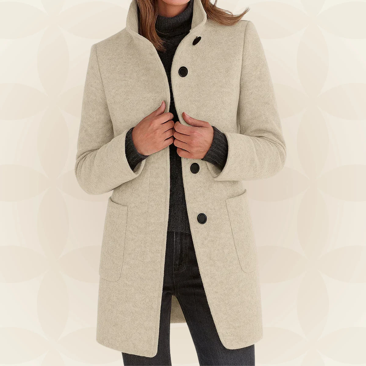 Loraviennea | Stand-Collar Wool-Look Coat