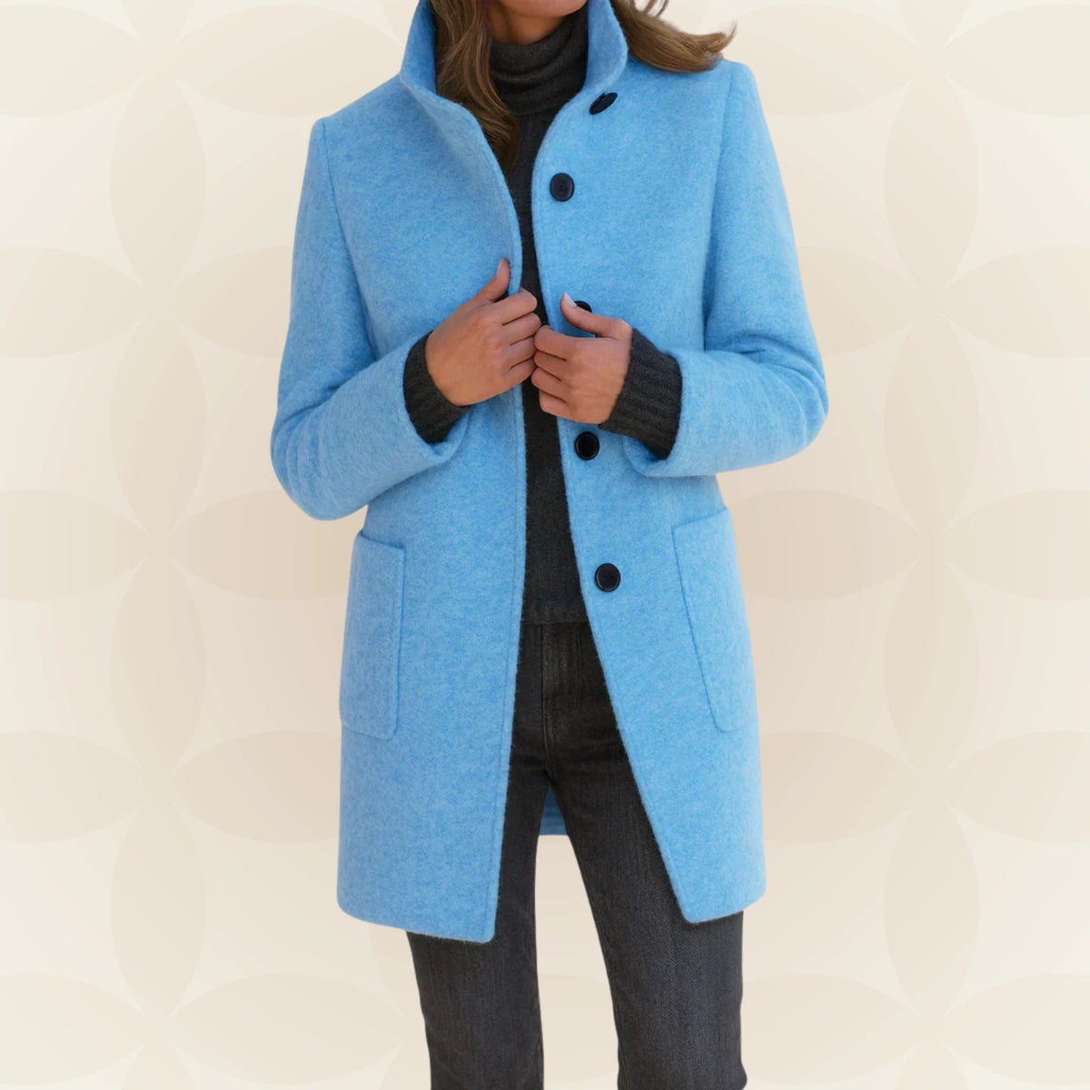 Loraviennea | Stand-Collar Wool-Look Coat