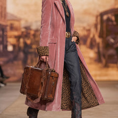 Lorraine | Velvet Leopard-Lined Long Coat