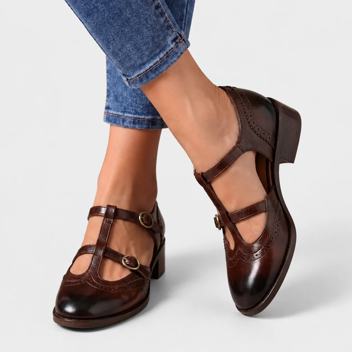 Lucinda | Leather Brogue Mary Janes