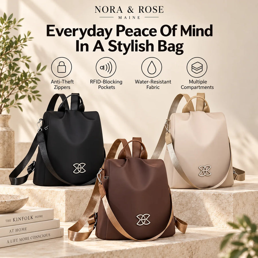 Lucius Anti-Theft Bag in black, brown and beige