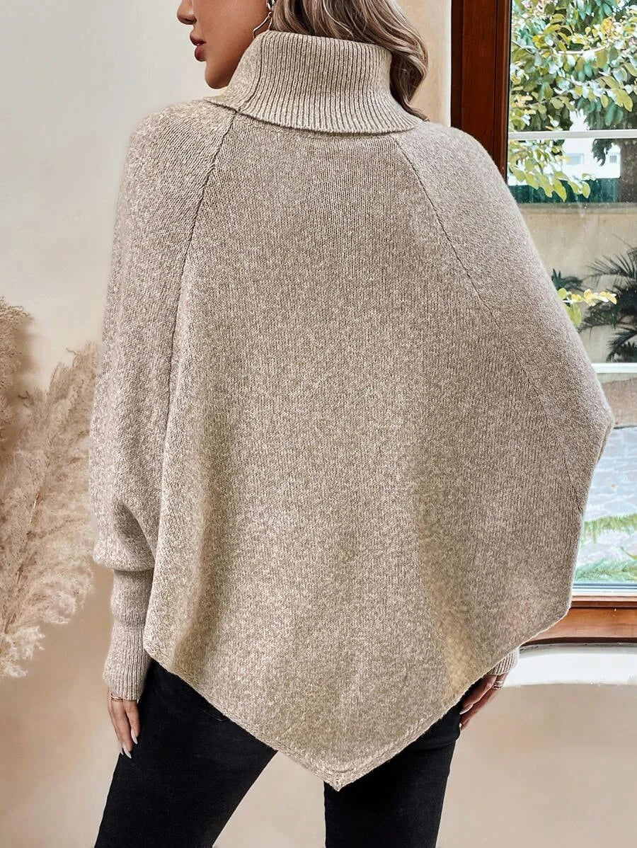 Maren | Batwing Cable-Knit Poncho Sweater