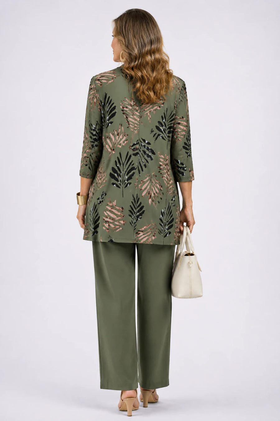 Margaret | 3-Piece Leaf Print Cardigan Set